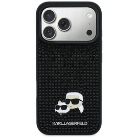 Karl Lagerfeld Rhinestones Karl&amp;Choupette Pin Case for iPhone 17 Pro - Black