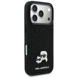 Karl Lagerfeld Rhinestones Karl&amp;Choupette Pin Case for iPhone 17 Pro - Black
