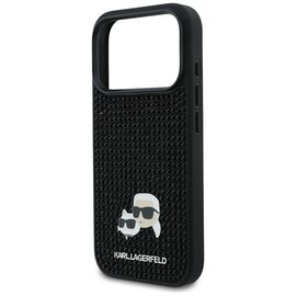 Karl Lagerfeld Rhinestones Karl&amp;Choupette Pin Case for iPhone 17 Pro - Black