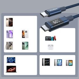 PD60W USB-C to USB-C Digital Display 1.2m Nylon Cable - blue