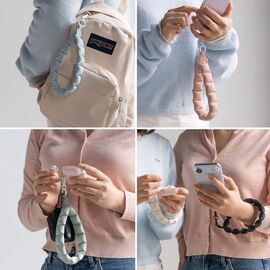 Ringke Holder &amp; Puffer Hand Strap Phone Lanyard - Black