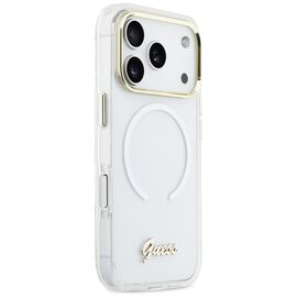 Guess IML Gradient Script Metal MagSafe Case for iPhone 17 Pro - White