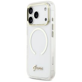 Guess IML Script Metal MagSafe Case for iPhone 17 Pro - Clear