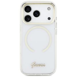 Guess IML Script Metal MagSafe Case for iPhone 17 Pro - Clear