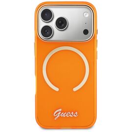 Guess IML Script Metal MagSafe Case for iPhone 17 Pro - Orange