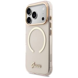 Guess IML Script Metal MagSafe Case for iPhone 17 Pro - Pink