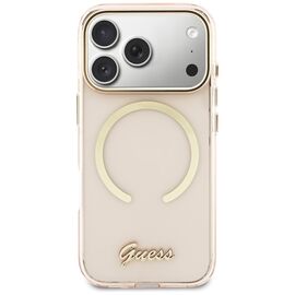 Guess IML Script Metal MagSafe Case for iPhone 17 Pro - Pink