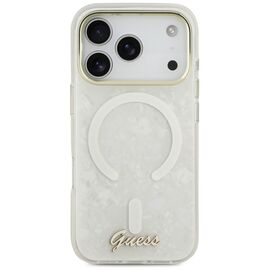 Guess IML Shell Script Metal MagSafe Case for iPhone 17 Pro Max - White