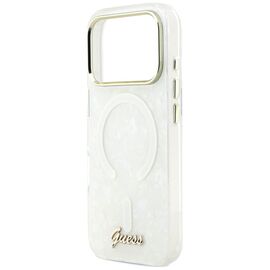 Guess IML Shell Script Metal MagSafe Case for iPhone 17 Pro Max - White