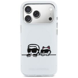 Karl Lagerfeld IML Karl &amp; Choupette Peekaboo Logo MagSafe Case for iPhone 17 Pro - White