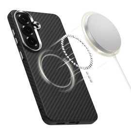 Tech-Protect Ion Carbon MagSafe Case for Samsung Galaxy S26 - Black and Silver