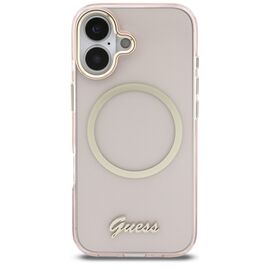 Guess IML Script Metal MagSafe Case for iPhone 17 - Pink