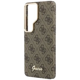 Etui Guess 4G Script MagSafe na Samsung Galaxy S26 Ultra - brązowe