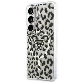 Guess IML Leopard Print Triangle MagSafe Case for Samsung Galaxy S26 - Black