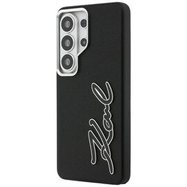 Karl Lagerfeld Grained Signature Metal Resin Logo Case for Samsung Galaxy S26 Ultra - Black