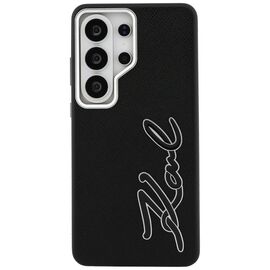 Karl Lagerfeld Grained Signature Metal Resin Logo Case for Samsung Galaxy S26 Ultra - Black