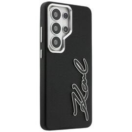 Karl Lagerfeld Grained Signature Metal Resin Logo Case for Samsung Galaxy S26 Ultra - Black