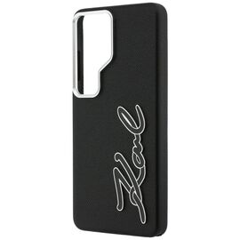 Karl Lagerfeld Grained Signature Metal Resin Logo Case for Samsung Galaxy S26 Ultra - Black
