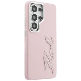 Karl Lagerfeld Grained Signature Metal Resin Logo Case for Samsung Galaxy S26 Ultra - Pink