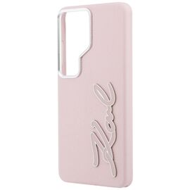Karl Lagerfeld Grained Signature Metal Resin Logo Case for Samsung Galaxy S26 Ultra - Pink