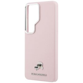 Karl Lagerfeld Saffiano KC Metal Logo MagSafe Case for Samsung Galaxy S26 Ultra - Pink