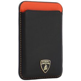 Lamborghini Urus D8 Genuine Leather MagSafe Magnetic Phone Wallet - Black and Red