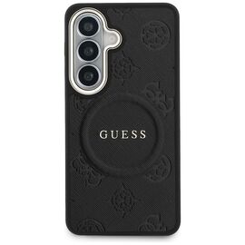 Guess Saffiano Peony Embossed Ring MagSafe case for Samsung Galaxy S26+ - black