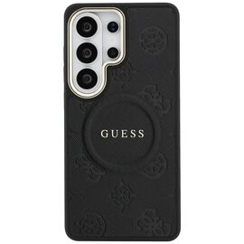 Guess Saffiano Peony Embossed Ring MagSafe Case for Samsung Galaxy S26 Ultra - Black