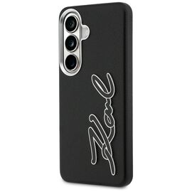 Karl Lagerfeld Grained Signature Metal Resin Logo Case for Samsung Galaxy S26 - Black
