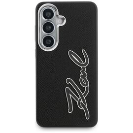 Karl Lagerfeld Grained Signature Metal Resin Logo Case for Samsung Galaxy S26 - Black