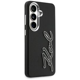 Karl Lagerfeld Grained Signature Metal Resin Logo Case for Samsung Galaxy S26 - Black
