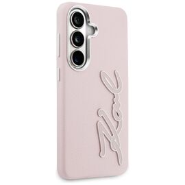 Karl Lagerfeld Grained Signature Metal Resin Logo Case for Samsung Galaxy S26 - Pink