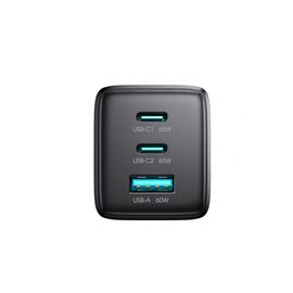Ładowarka sieciowa Joyroom JR-TG10 65W GaN 2x USB-C + USB-A z kablem 100W USB-C - USB-C 1.2m - czarna