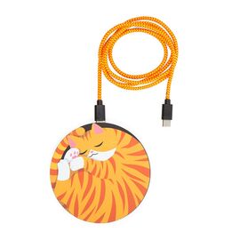 Kikkerland - Sleepy Cat Wireless Charger - Diameter: 4 inches, Thickness: 0.25 inches / Electronics