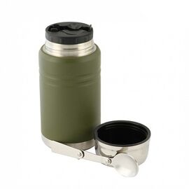 M-Tac UN-R02-750A Food thermos with foldable stainless steel spoon, 750 ml, olive green | Techbox