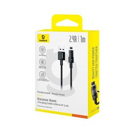 Baseus Gem USB to IP 2.4A fast charging cable 1 m Black - Cables & Adapters - Cables & Accessories - Techbox