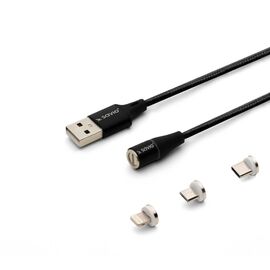 Savio CL-155 USB cable 2 m USB 2.0 USB C Micro USB A/Lightning Black | Techbox