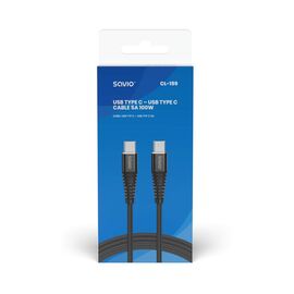 Savio CL-159 USB cable 1 m USB 2.0 USB C - USB C Black | Techbox