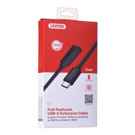 UNITEK EXTENSION CABLE USB-C 10GBPS,4K60HZ,PD,1,5M - USB Cables - Cables & Adapters - Techbox