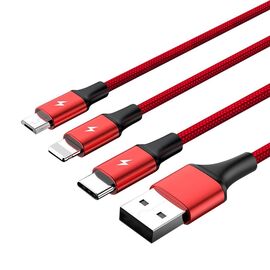 UNITEK C4049RD USB cable 1.2 m USB A USB C/Micro-USB B/Lightning Red | Techbox