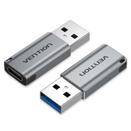 Vention USB 3.0 Male to USB-C Female Adapter Gray Aluminum Alloy Type | Techbox