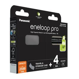 Rechargeable batteries PANASONIC ENELOOP PRO AA 2500 mAh 4 szt + case (BK-3HCDE/4CP+CASE) | Techbox