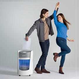 Leitz IQ OptiMax Small Office 350 Micro Cut Paper Shredder Security P5 22L - White - Office Machines - Office Supplies - Techbox