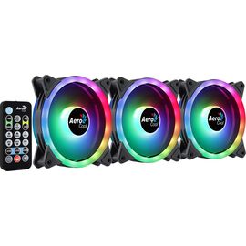 Aerocool DUO12PRO Kit 3xFan 12cm ARGB LED Dual Ring Antivibration 6 Pins Black | Techbox