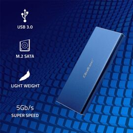 Qoltec 51832 Enclosure | M.2 SSD drive | SATA | NGFF| USB 3.0 | Super speed 5Gb/s | 2TB | Blue | Techbox