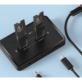 Gembird DD2-U3M2 Desktop dual drive USB Type-C M.2 NVME (and SATA) SSD docking station, black - Cases & Accessories - Hard Drives - Techbox