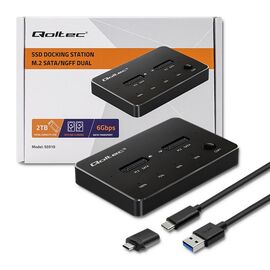 Qoltec 50310 Drive docking station 2x SSD M.2 SATA | NGFF | USB Type C | Techbox
