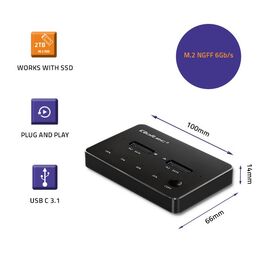 Qoltec 50310 Drive docking station 2x SSD M.2 SATA | NGFF | USB Type C | Techbox