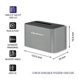 Qoltec 5315 Docking station HDD/SSD | 2.5"/3.5" SATA | USB 3.0 | Techbox