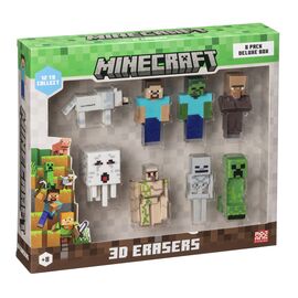 MINECRAFT 3D ERASERS - 8 PACK DELUXE BOX VER.A |  Techbox
